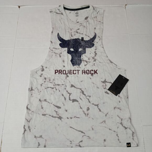 NEW NWT Under Armour Men’s M Project Rock Brahma Bull Gym Tank Top 1373787-114 - Picture 1 of 7